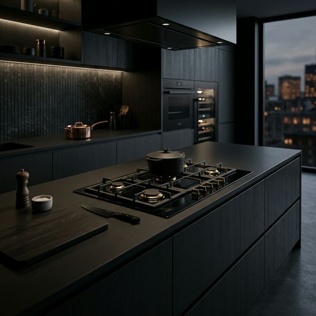 Современная кухня с фокусом на газовую плиту